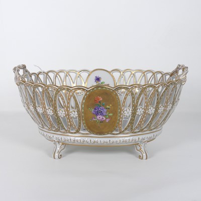 Lot 15 - A Dresden porcelain table basket of pierced...