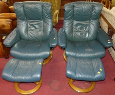 Lot 1314 - A pair of Stressless recliner armchairs, with...