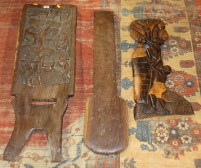 Lot 1302 - An African carved hardwood two piece seat,...