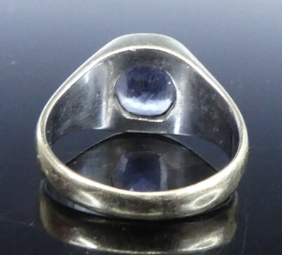 Lot 2525 - A white metal, sapphire and diamond dress ring,...