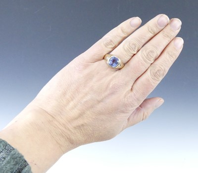 Lot 2525 - A white metal, sapphire and diamond dress ring,...