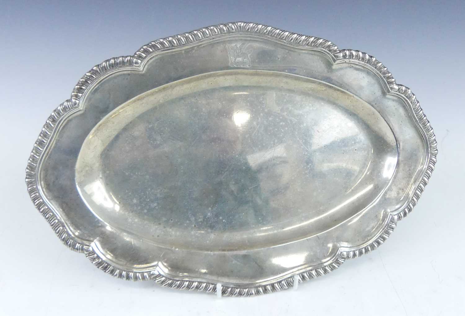 Lot 1097 - A Victorian silver tray, of shaped oval form...