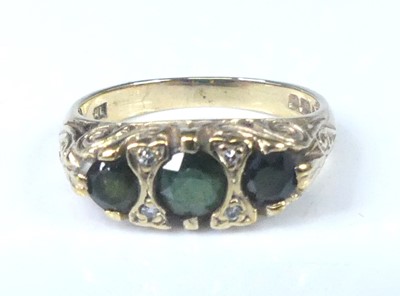 Lot 2570 - A 9ct yellow gold, tourmaline and diamond half-...