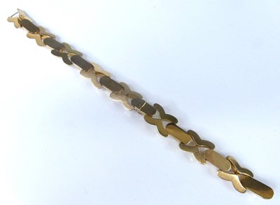 Lot 2576 - A yellow metal hollow cross and bar link...