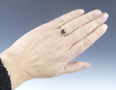 Lot 2580 - A 9ct yellow gold, smoky quartz and diamond...