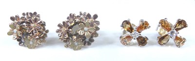 Lot 2580 - A 9ct yellow gold, smoky quartz and diamond...