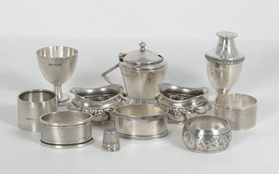 Lot 296 - A collection of silver, to include a mustard...