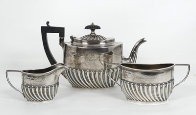 Lot 257 - A Victorian silver bachelor's three piece tea...