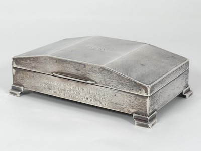 Lot 260 - An Art Deco silver table cigarette box, of...