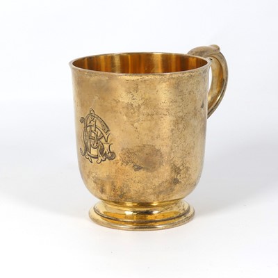 Lot 265 - A Victorian silver gilt christening tankard,...