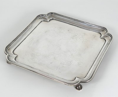 Lot 278 - An Edwardian silver card waiter, of canted...