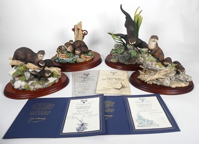 Lot 27 - Four Border Fine Arts figure groups of otters;...