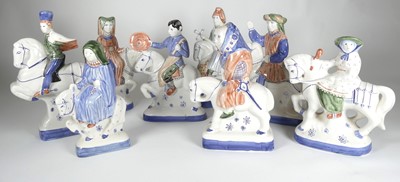 Lot 94 - Eight Rye pottery Canterbury Tales figures to...