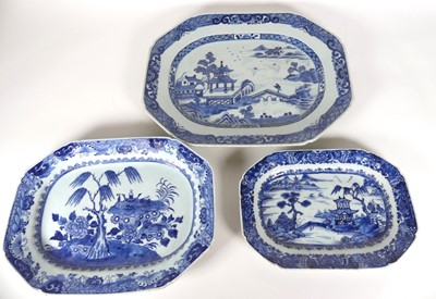 Lot 207 - Three Chinese blue and white export meat...