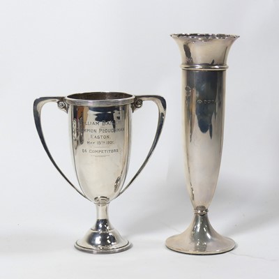 Lot 287 - A George V silver twin handled trophy, bearing...