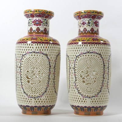 Lot 3 - A pair of Chinese contemporary porcelain vases,...