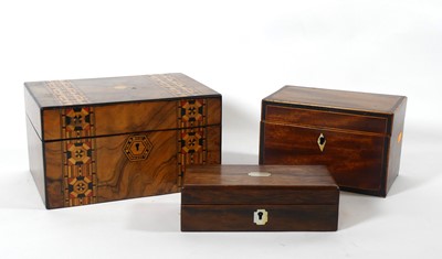 Lot 28 - A Victorian rosewood writing box, the hinged...