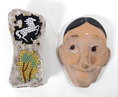 Lot 41 - An Art Deco painted plaster wall mask, h.28cm;...