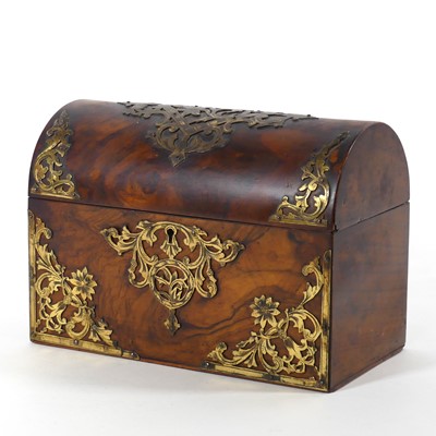 Lot 45 - A Victorian dome-top walnut stationery box,...