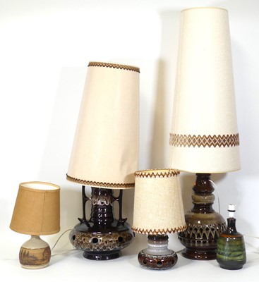 Lot 137 - A 20th century West German pottery table lamp...