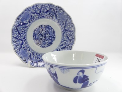 Lot 184 - A Chinese export blue and white tea bowl,...