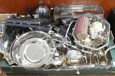 Lot 244 - A box of miscellaneous silver plated wares, to...