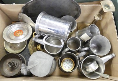 Lot 249 - A box of miscellaneous metalware, to include...