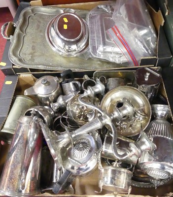 Lot 252 - Two boxes of miscellaneous silver plate, to...