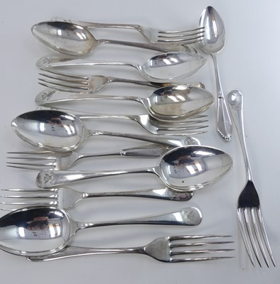 Lot 301 - A set of six Elizabeth II silver forks, each...