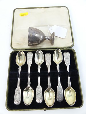 Lot 429 - A set of six Victorian silver teaspoons, each...