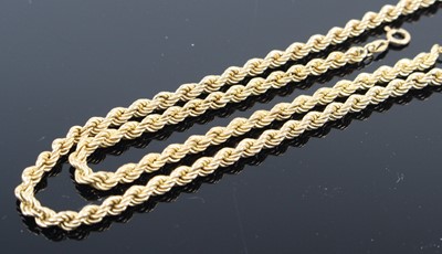 Lot 308 - A modern 9ct gold ropetwist necklace; together...