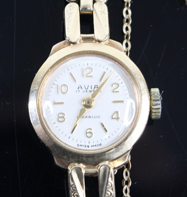 Lot 313 - A lady's Avia 9ct gold cased bracelet watch,...