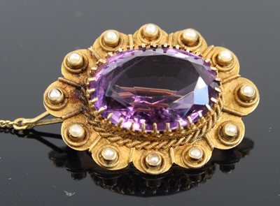 Lot 338 - An early 20th century 9ct gold amethyst and...