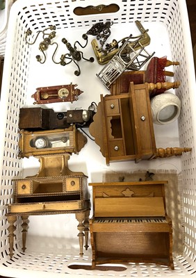 Lot 504 - A collection of assorted dolls house furniture,...