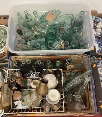 Lot 658 - A collection of vintage glass bottles, to...