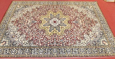 Lot 1167 - A Persian style machine woven cream and red...