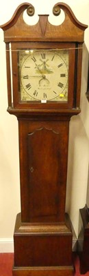 Lot 1195 - A circa 1800 provincial oak longcase clock,...