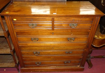 Lot 1217 - An Edwardian walnut square front chest of two...