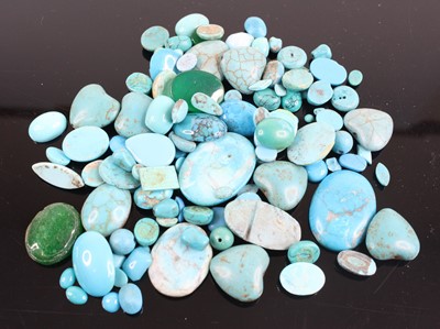 Lot 382 - A bag of assorted loose turquoise stones,...