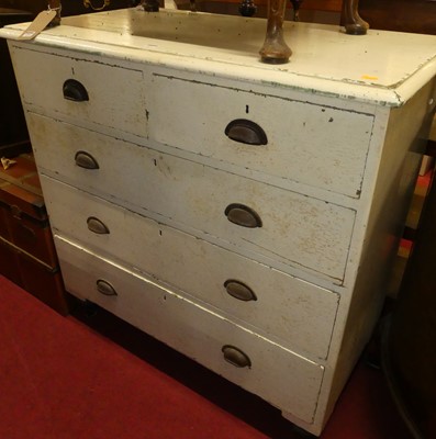 Lot 1231 - A Victorian pine and later white painted chest...