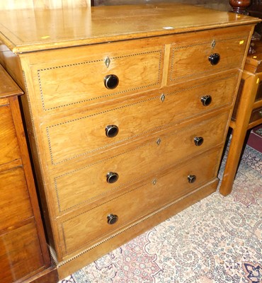 Lot 1250 - A late Victorian pitch pine and chequer inlaid...