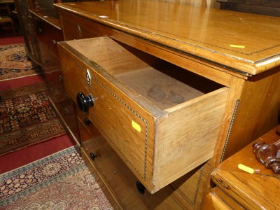 Lot 1250 - A late Victorian pitch pine and chequer inlaid...