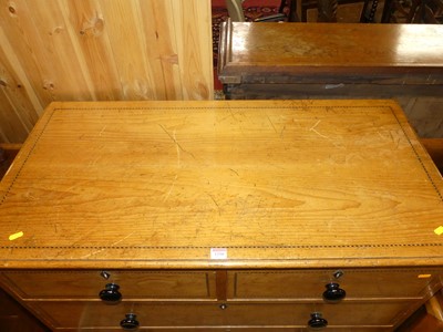 Lot 1250 - A late Victorian pitch pine and chequer inlaid...