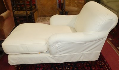 Lot 1325 - A contemporary pale fabric upholstered day-bed,...