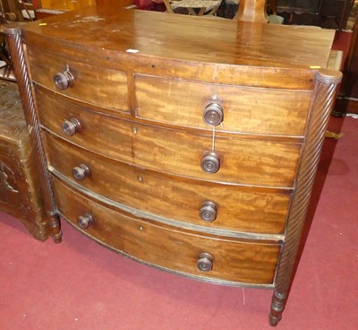 Lot 1265 - A Regency mahogany bow front chest, possibly...