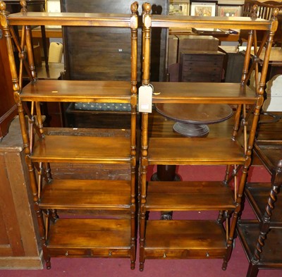 Lot 1269 - A pair of contemporary cherry wood five-tier...