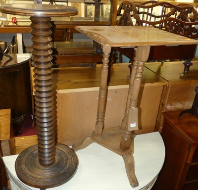 Lot 1273 - A pitch pine square top occasional table,...