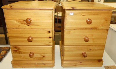 Lot 1351 - A pair of modern pine round cornered three...