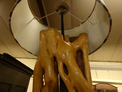Lot 1354 - A fashioned stained root wood floor lamp