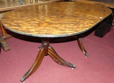 Lot 1307 - A mahogany twin pedestal D-end dining table,...